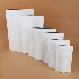 White kraft paper stand up pouch - Sunkey packaging